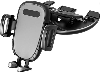LuxeBass Telefoonhouder Auto (grijs) | Klem- en kliksysteem | Schijflade van CD speler - LB524