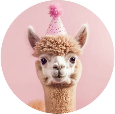Sticker feestbeest alpaca - traktatie sticker kinderfeestje - cadeausticker kind - verjaardag sticker - 20 stuks