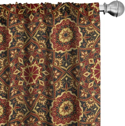 ABAKUHAUS – Turkse motief gordijnen – 2x75x175 cm – robijn-mosterd