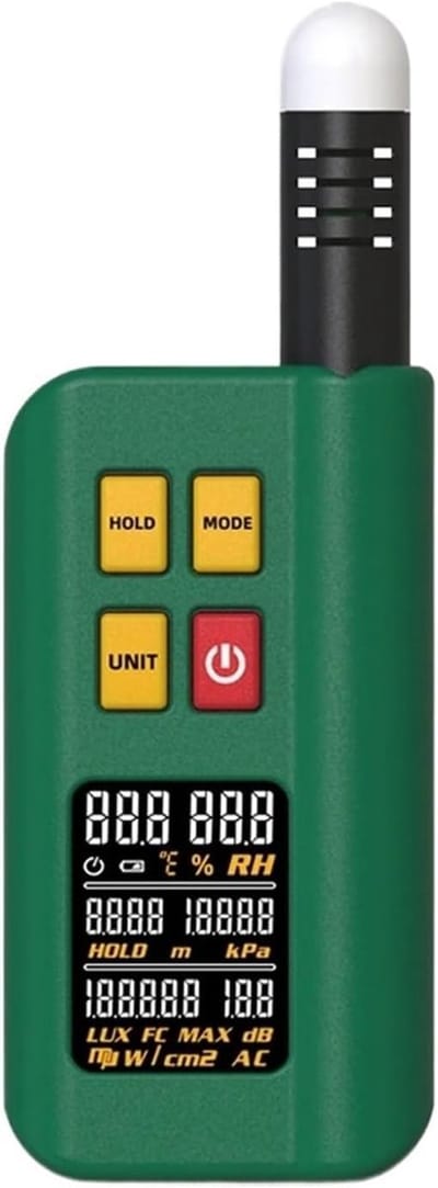 Omgevingsdetector - Meetinstrument - Milieu Controleren - 6-in-1 Functies - 300 Gram - Zwart