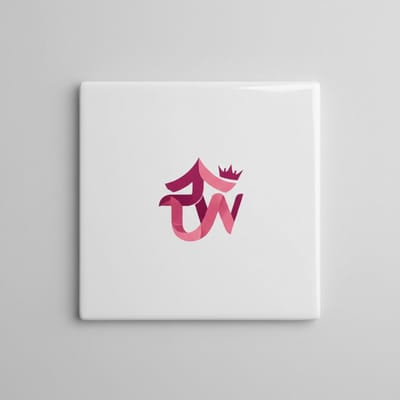 Monogram Initialen Keramische Tegel – Elegante Letter Design met Kroon – Moderne Minimalistische Woondecoratie – 15 × 15 cm