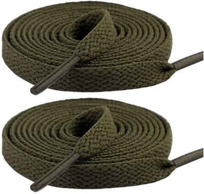 Fako Fashion - Schoenveters - Veters - Plat - 8mm - 120cm - 1 Paar - 2 Stuks - Army Groen