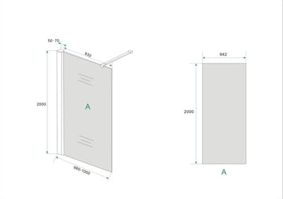 Wiesbaden Smoke inloopdouche met rookglas en muurprofiel 100x200cm NANO coating veiligheidsglas 10mm