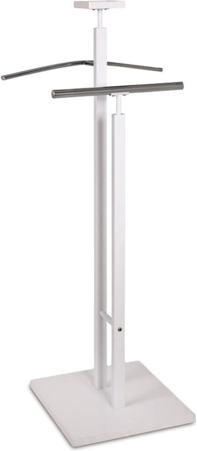 Dressboy – Metaal en MDF – Verchroomde beugels en witte kledinghouder – 33 cm breed, 33 cm diep, 109 cm hoog