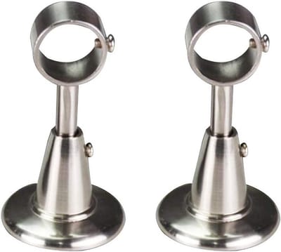 2x Verstelbare Gordijnroedehouders Plafond- of Wandmontage Zilver - Ø 28 mm