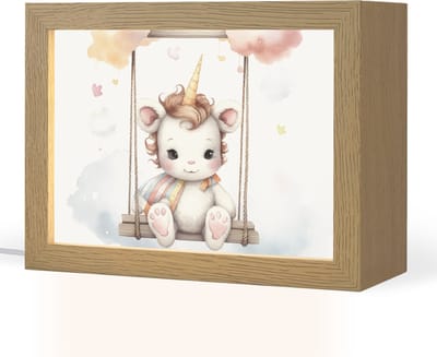 Nachtlampje 20x15 cm - Kinder lampje - Eenhoorn - Dier - Kinderen - Unicorn - Tafellamp kinderkamer - Slaapkamer lamp - Bedlamp kinderen - Kinderlampje stopcontact - Wandlamp babykamer - Nachtlampjes