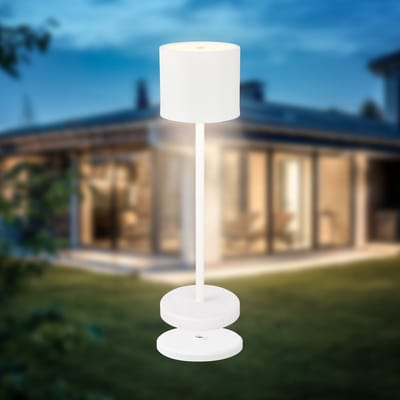 B.K.Licht - LED Oplaadbare Tafellamp - draadloos - met laadstation - dimbaar - IP44 - bedlamp -39,5x12,5 cm - wit