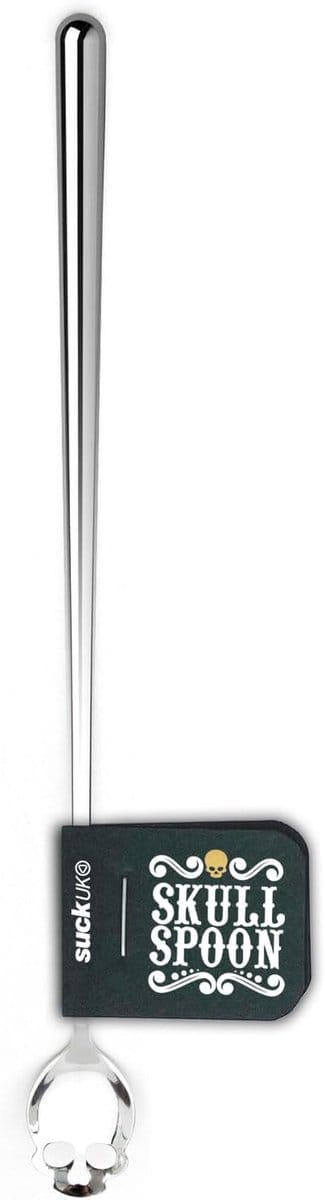 Bar Lepel - Cocktaillepel Lange Steel - Drankjes Mixen - Uniek Schedelontwerp - 22.43 cm - Zilverkleurig