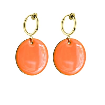 Klem oorbellen emaille oranje goudkleurig