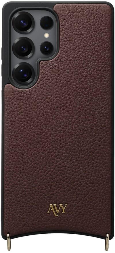 AVY Leren Hoesje geschikt voor Samsung Galaxy S25 Ultra | Compatibel met MagSafe | Leather Case | Back Cover | Haakjes voor koord | Chocolate