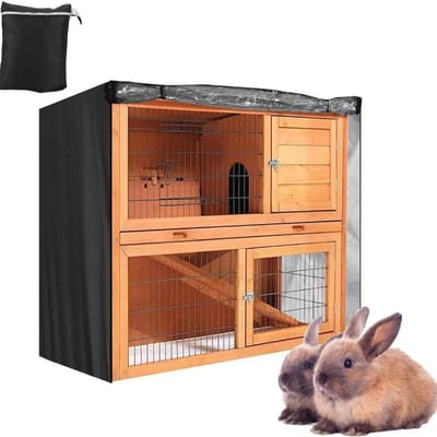 YAGXIG Universele dubbele hoes voor konijnenkooi - Robuuste afdekking van 210D Oxford-stof - Geschikt voor Rubbits, katten, hamsters - zwart - 122 x 50 x 105 cm - 1 Stuk
