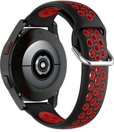 By Qubix - Geschikt voor Garmin bandje - Geschikt voor Garmin Vivomove 3 / HR / Luxe / Sport / Style / Trend - Siliconen sportbandje met gesp - Zwart + rood - Smartwatch bandje 20mm