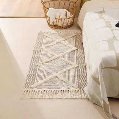 Dailygoods- Tapijt Wasbaar - Katoenen Tapijt - Marokkaans/Boho - 60 x 180 cm - Hypoallergeen - Kwastdesign - Omkeerbaar - Vloerkleed