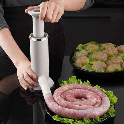 Worstvuller Roestvrij Staal - Vleesvuller Keuken - Zelf Worsten Maken - Robuust Materiaal - 22.5 cm - Zilver