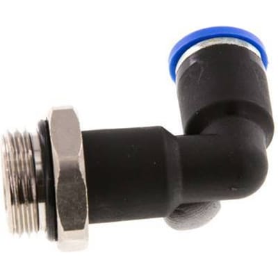 8mm x G3/8'' 90 graden L-verbinding Messing/PA 66 Insteekfitting Buitendraad Lange Behuizing Draaibaar NBR [2 Stuks]