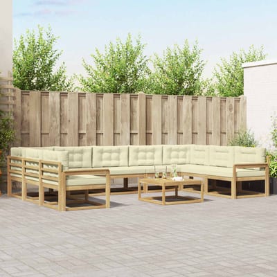 vidaXL - Buiten - bank - set - 10 - st - Wit - en - crèmekleurig