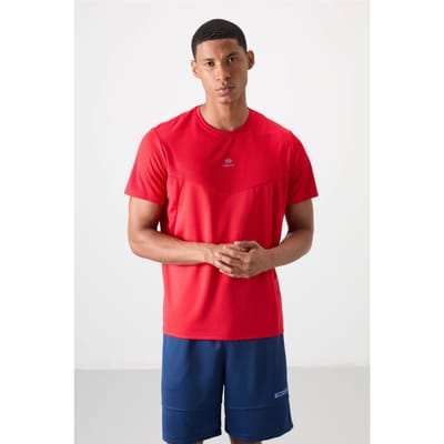 Heren Effen Polyester T-shirt met Ronde Hals