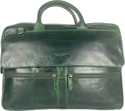 Aktetas – Groen Leer - Laptoptas – Schooltas met Laptop vak – Werktas Heren - 17 Inch laptop - Handtas