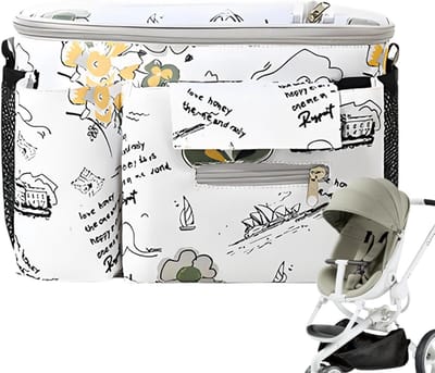 Kinderwagen Organizer - Baby tas - Onderweg organiseren - Waterdicht touch scherm - 30 x 20 x 18 cm - Kasteel