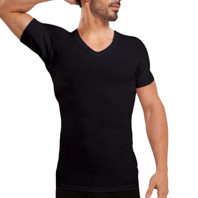 Krexs Anti Zweet Shirt Heren – V-Hals - Ingenaaide Okselpads – Anti Transpirant – Ondershirt - Zwart