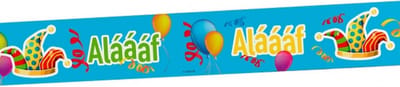 Carnaval versiering blauw afzetlint met Alaaf print - 15 meter