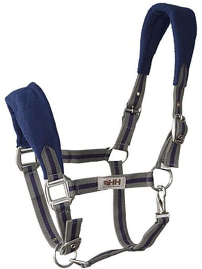 Hispano Hipica Nylon Double Padded Fleece Lined Carabiner Halster Blauw,Grijs Cob