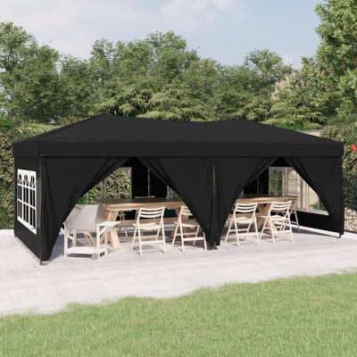 Partytent - Feesttent Tuinpaviljoen - Buitenfeesten Organiseren - Opvouwbaar Ontwerp - 3x6 Meter - Zwart