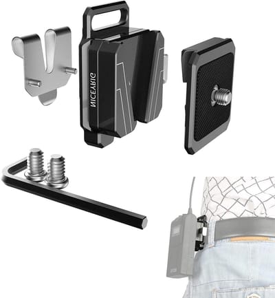 Mini V-Lock Accuplaat met Riemclip voor SLR Camera, Accupack, Opnameapparaat en Flitser - 443