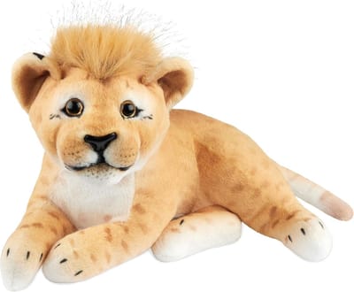BRUBAKER Leeuw knuffeldier, 30 cm, knuffeldier, baby-pluche dier, liggend, pluche speelgoed voor kinderen, bruin