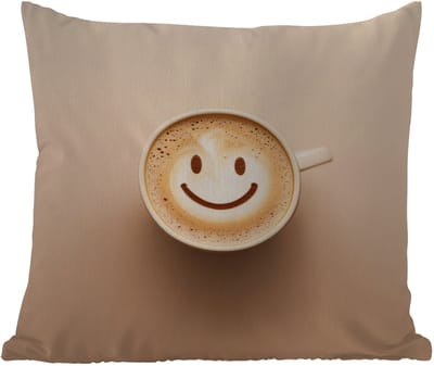 Sierkussen Buiten - Koffie - Melkschuim - Lach - Beige - 60x60 cm - Weerbestendig
