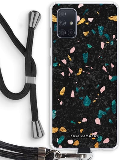 Case Company® - Hoesje met koord geschikt voor Samsung Galaxy A71 hoesje met Koord - Terrazzo N°10 - Telefoonhoesje met Zwart Koord - Bescherming aan alle Kanten en Over de Schermrand