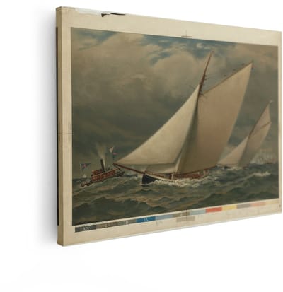 Artaza Canvas Schilderij Zeilschip - 120x90 cm - Wanddecoratie Zee - Muurdecoratie Oude Meesters - Schilderijen Op Canvas Zeilrace