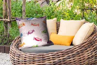 Sierkussen Buiten - Blauw - Patroon - Snoep - 60x60 cm - Weerbestendig