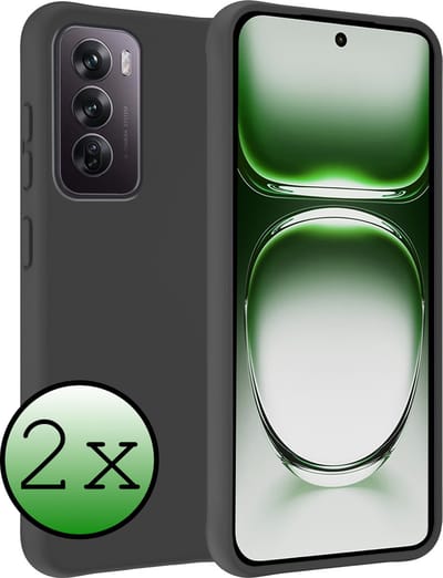Hoesje 2 Stuks - Geschikt voor OPPO Reno 12 - Sterk & Shockproof - Case Siliconen - Back Cover - Telefoon Hoes - Zwart