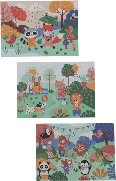 Vertbaudet 3 12- tot 36-delige kartonnen legpuzzels Les animaux joyeux