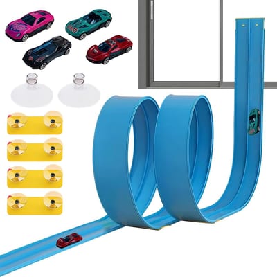 Flexibele Autobaan - Racebaan Speelgoed - Peuter Spelen - Interactief Baanontwerp - 460 Cm Lengte - Blauw