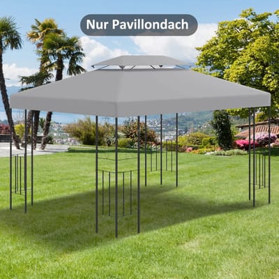 M-Goods - Paviljoen Dak 3x4m - Vervangingsdoek Partytent - UV-Bescherming - Waterafvoer - Lichtgrijs