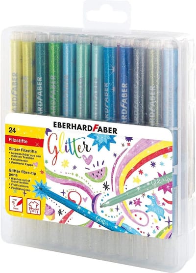 Viltstiften EFA glitter assorti opbergetui á 24 kleuren EF-551024