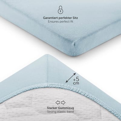 Laleni Jersey Baby/Kind Hoeslaken - Actief Ademend - Oeko-Tex Certificeerd - Babybed, Wieg, Kinderbed 100 x 115 x 10cm, lichtblauw, zeshoek