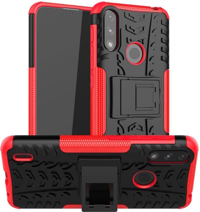 Coverup Hoesje - Geschikt voor Motorola Moto E7i Power / E7 Power Hoesje - Coverup Rugged Kickstand Back Cover - Rood