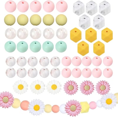 Kralen set 56 stuks – kleurrijke ronde kralen – DIY sieraden maken – siliconen knutselmateriaal – armbanden, kettingen, sleutelhangers – vrolijke decoratie voor thuis en cadeau