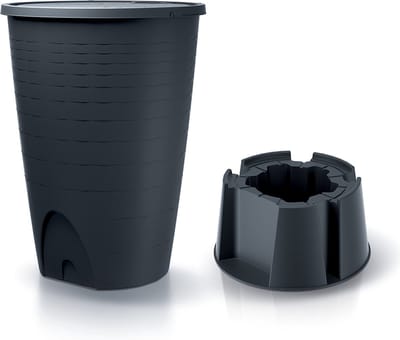 Prosperplast regenton Peruno 260 L- met voet-met kraantje -met vulautomaat voor rechthoekige regenpijp