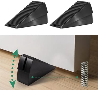2 stuks - Stevige deurstopper, wigvormige hoge deurstopper met verstelbare veer voor deuronderkant, veiligheidsrubber, deurwigstopper voor elke massieve deur (zwart)