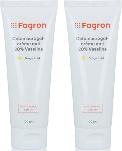 Fagron Cetamacrogolcrème met 20% vaseline - 2x100 gram voordeelverpakking