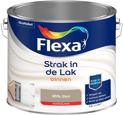 Flexa - Strak In De Lak Binnenlak Hoogglans - 85% Sisal - Mengverf - 2,5 L