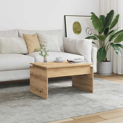 Salontafel - Bijzettafel Koffietafel - Woonkamer Decoratie - Bewerkt Hout - 68x50x38 cm - Eikenkleur