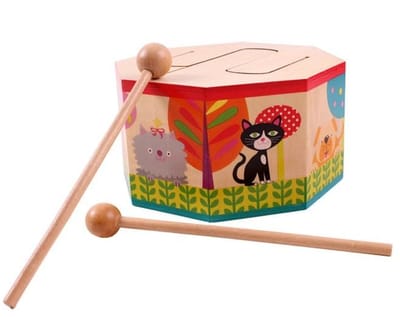Tambour octogonal en bois pour enfants Jouet pour bébé Puzzle 1-2-3 ans Instrument de musique Orf
