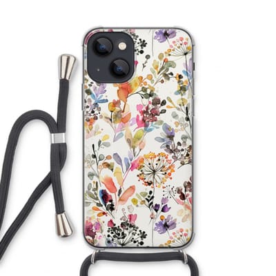 Case Company® - Hoesje met koord geschikt voor iPhone 13 mini hoesje met Koord - Wilde grassen - Telefoonhoesje met Zwart Koord - Bescherming aan alle Kanten en Over de Schermrand