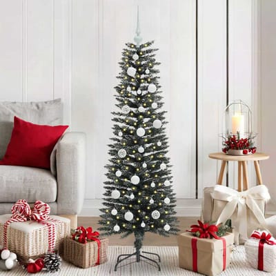 vidaXL - Kunstkerstboom - met - 150 - LED - Groen - 120 - cm - PVC - en - Plastic - en - Staal