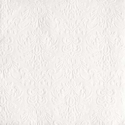 Servetten Luxe - 15x stuks - 40 x 40 cm - wit - barok patroon - 3 laags